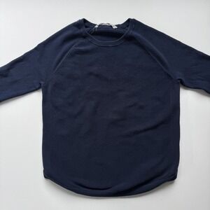 ATHLETA Crew Neck Curved Hem Sweater‎ Womens Small Blue Soft Minimalist Pullover